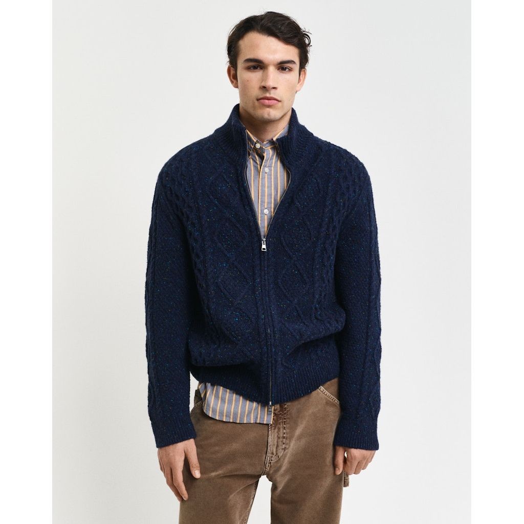 GANT Kardiganas vyrams, Mėlyna, Cable zip cardigan 2