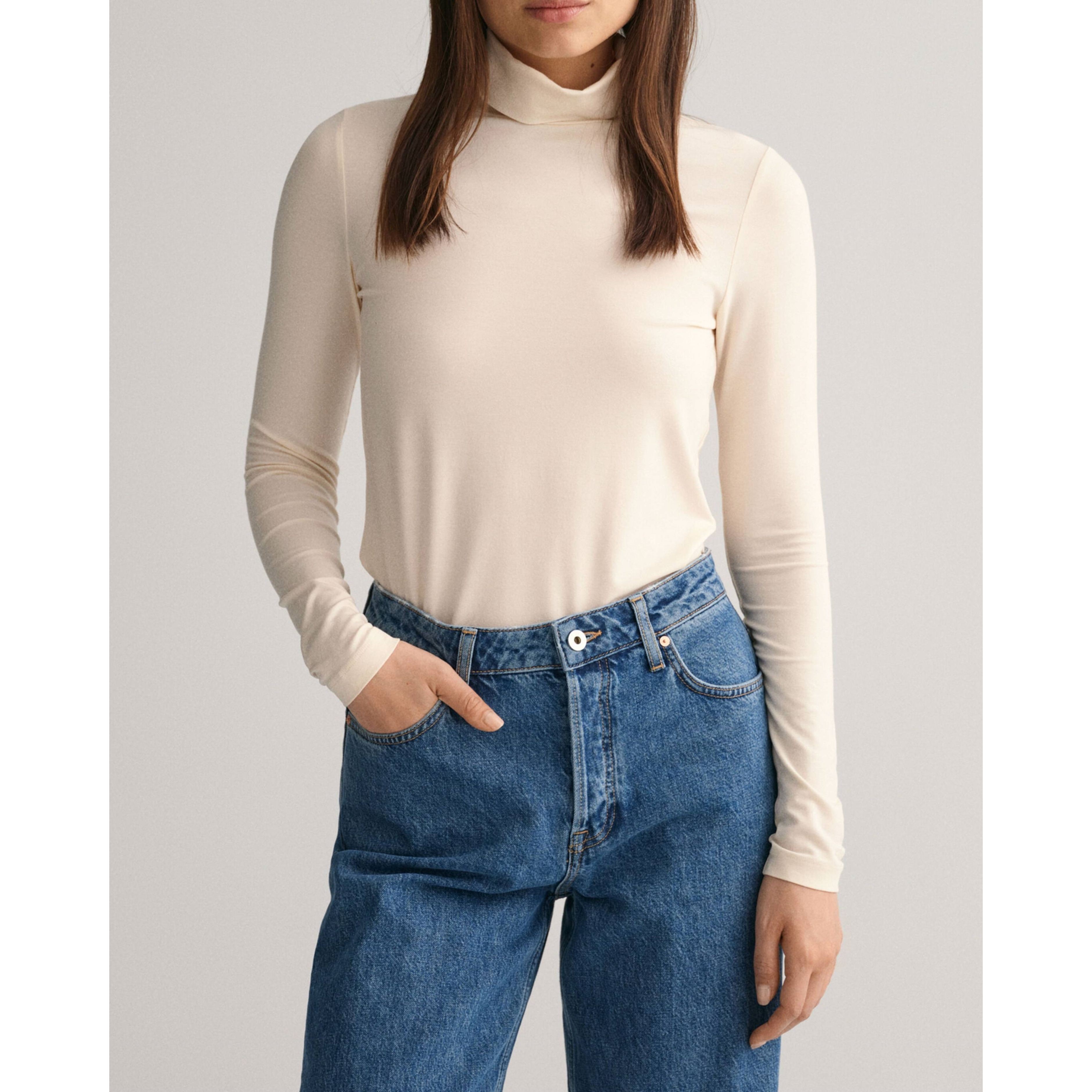 GANT Megztinis moterims, Balta, SLIM LS TURTLENECK 2