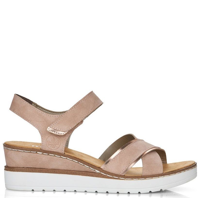 RIEKER Basutės moterims, Smėlio, SANDALS 2