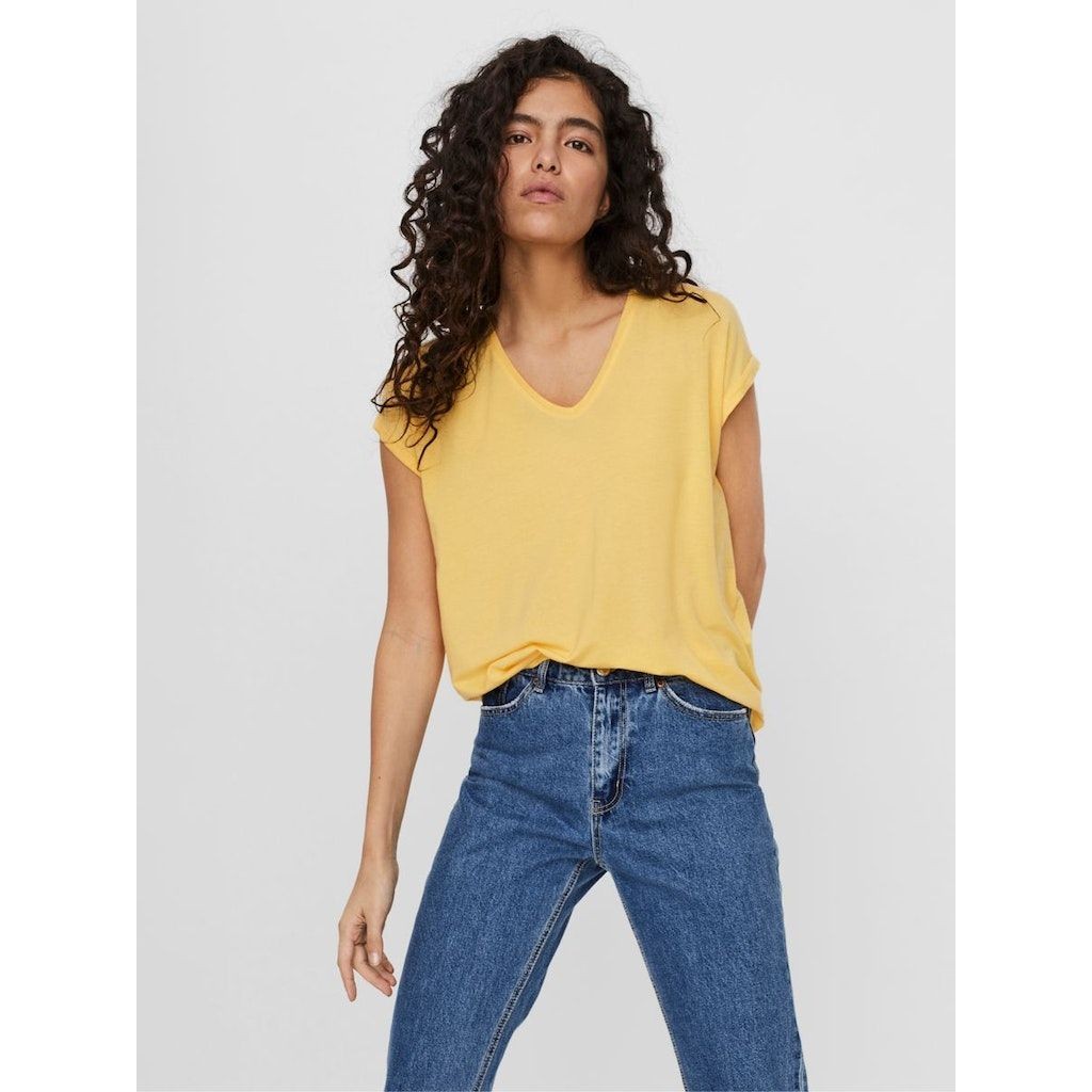 VERO MODA Marškinėliai moterims, Oranžinė, VMAVA SS V-NECK 2