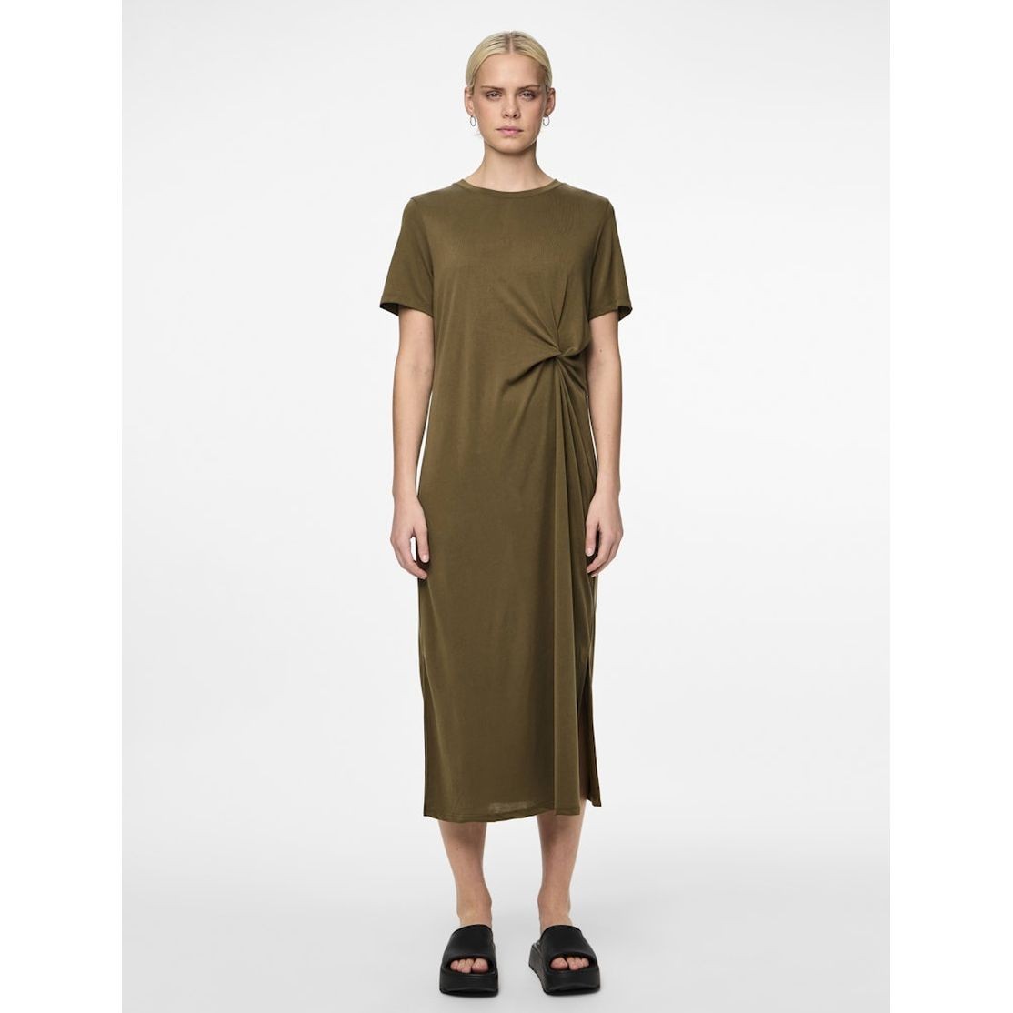 PIECES Midi suknelė moterims, Ruda, PCANORA SS O-NECK 6