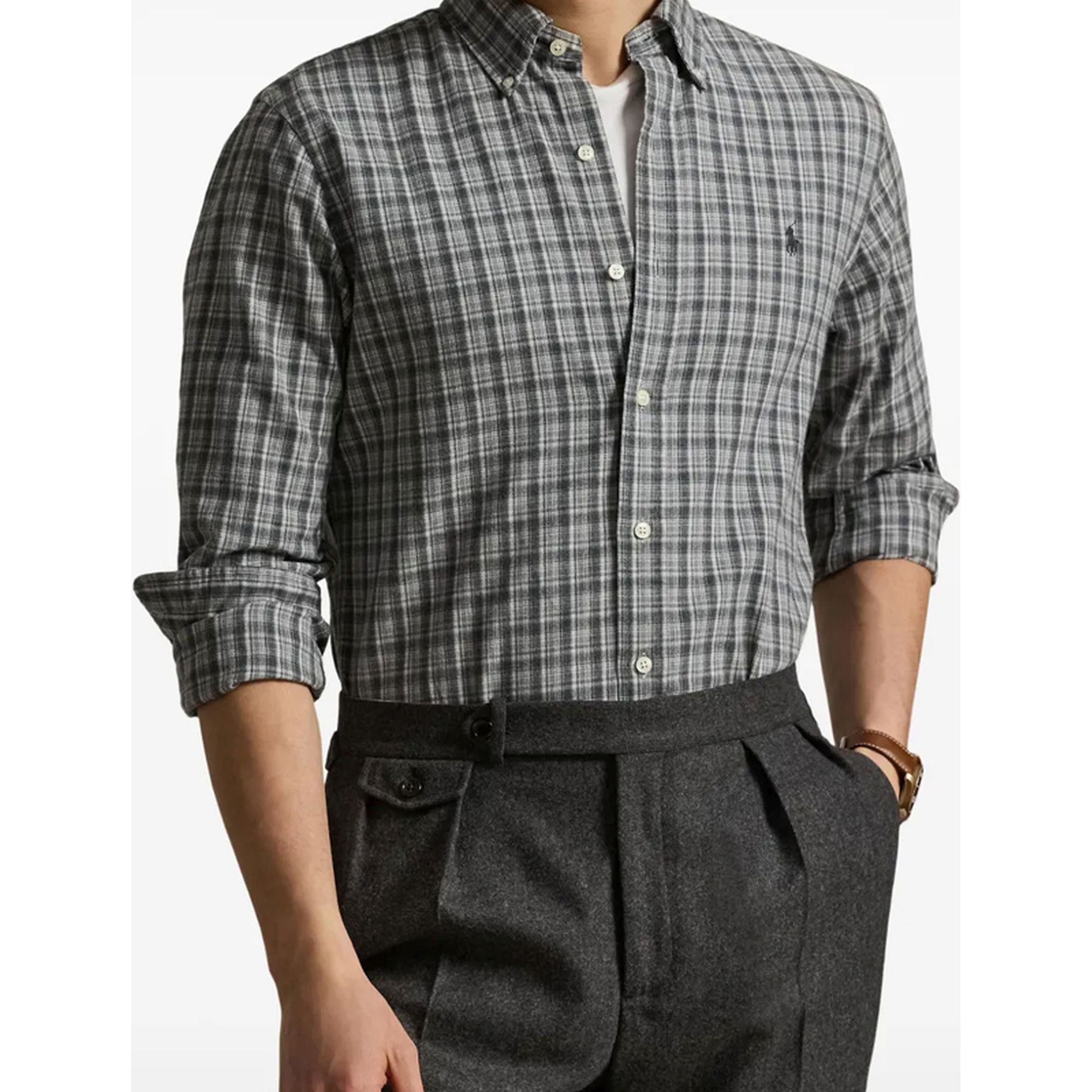 POLO RALPH LAUREN Marškiniai ilgomis rankovėmis vyrams, Pilka, Long sleeve-sport shirt 2