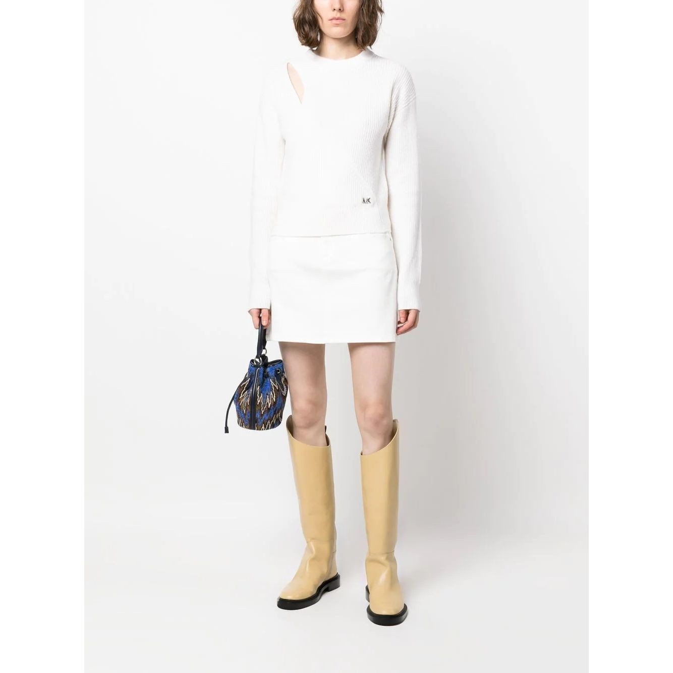 MICHAEL KORS Mini sijonas moterims, Pilka, 5 pkt denim skirt 2