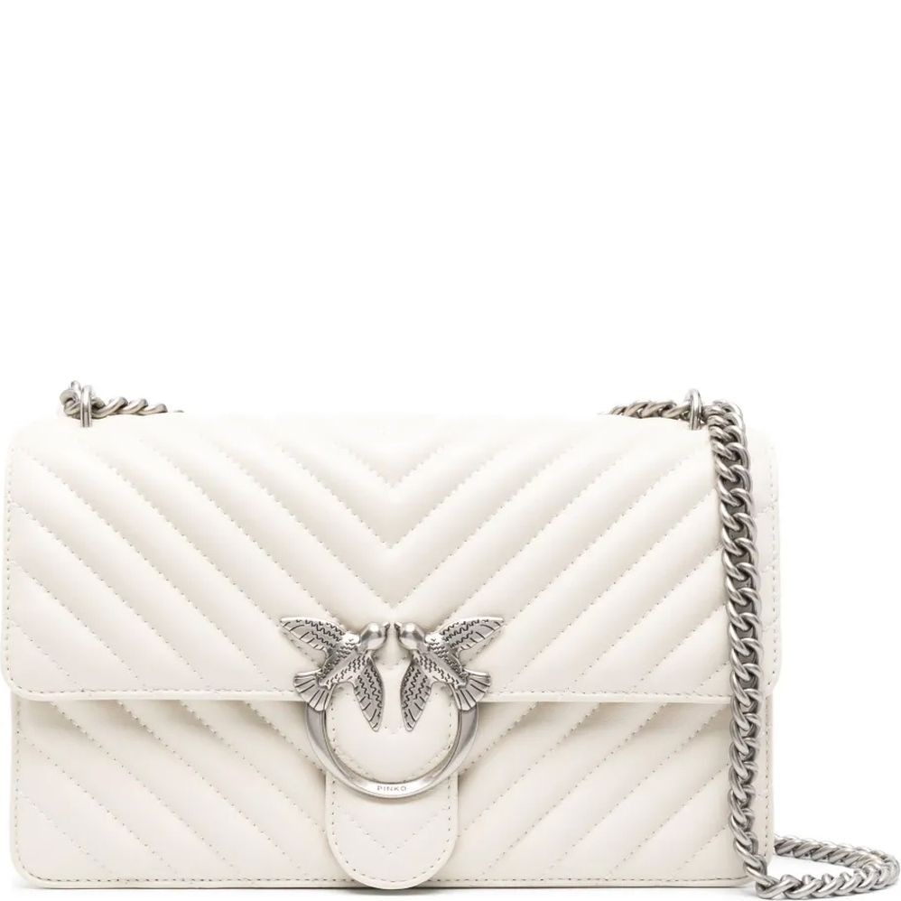 PINKO Rankinė per petį moterims, Balta, Classic love one shoulder bag 1