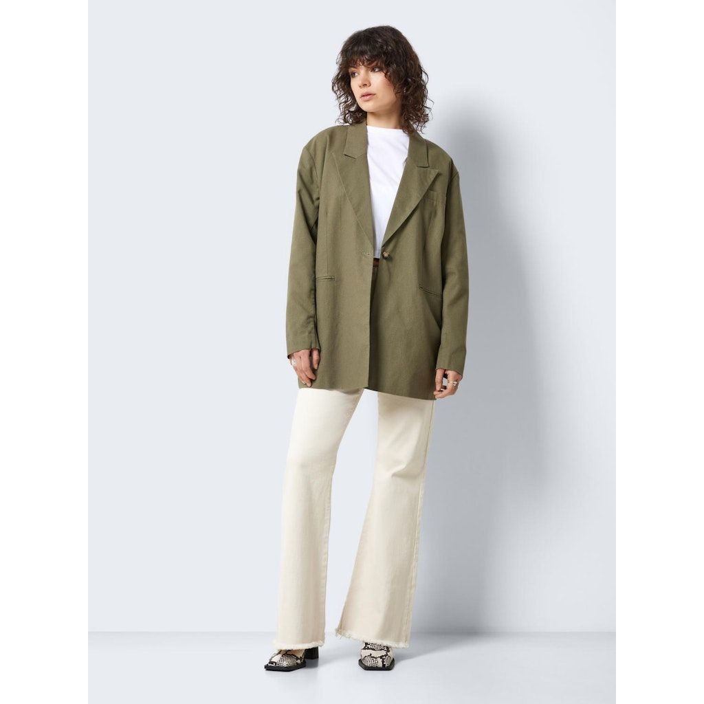 NOISY MAY Švarkas moterims, Chaki, NMANNE MILLA LS LINEN 5