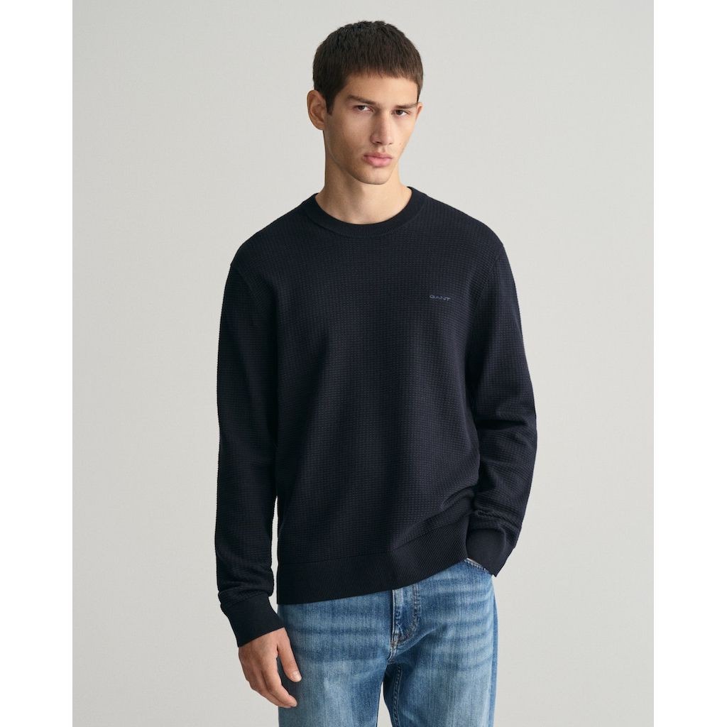 GANT Megztinis vyrams, Mėlyna, TEXTURED COTTON C-NECK 2
