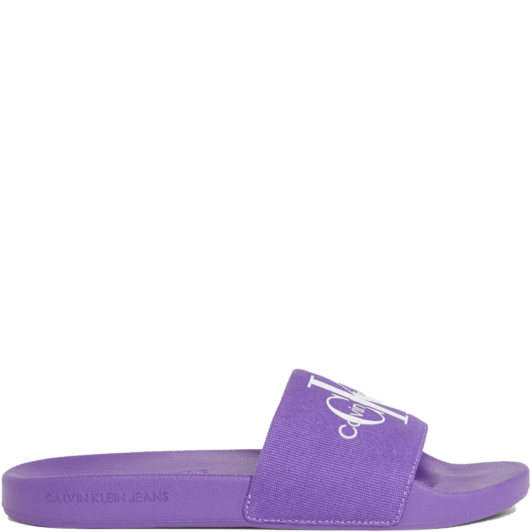 CALVIN KLEIN JEANS Guminės šlepetės moterims, Violetinė, Slide monogram 2