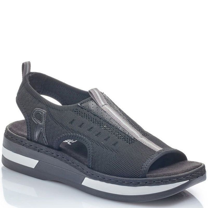 RIEKER Basutės moterims, Juoda, SANDALS 1