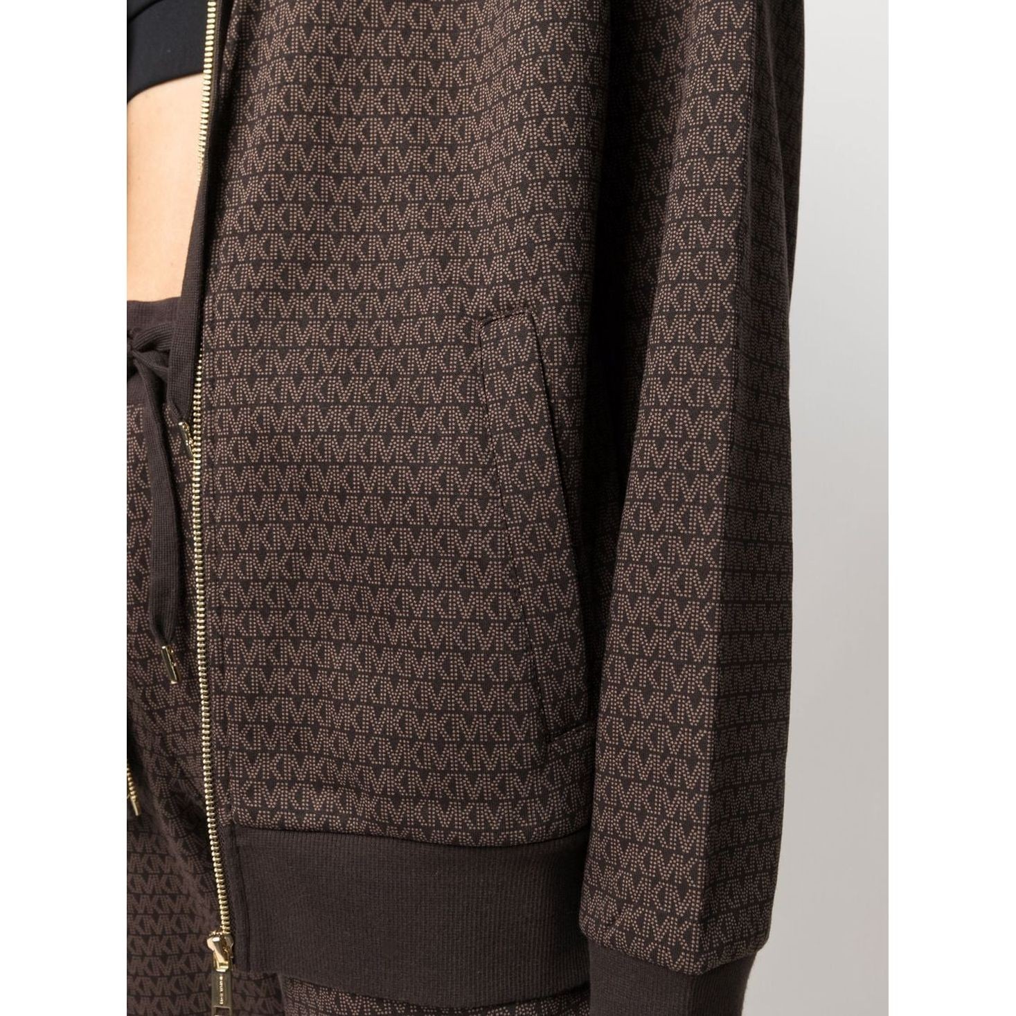 MICHAEL KORS Džemperis moterims, Ruda, Logo organic cotton zip hoodie 4