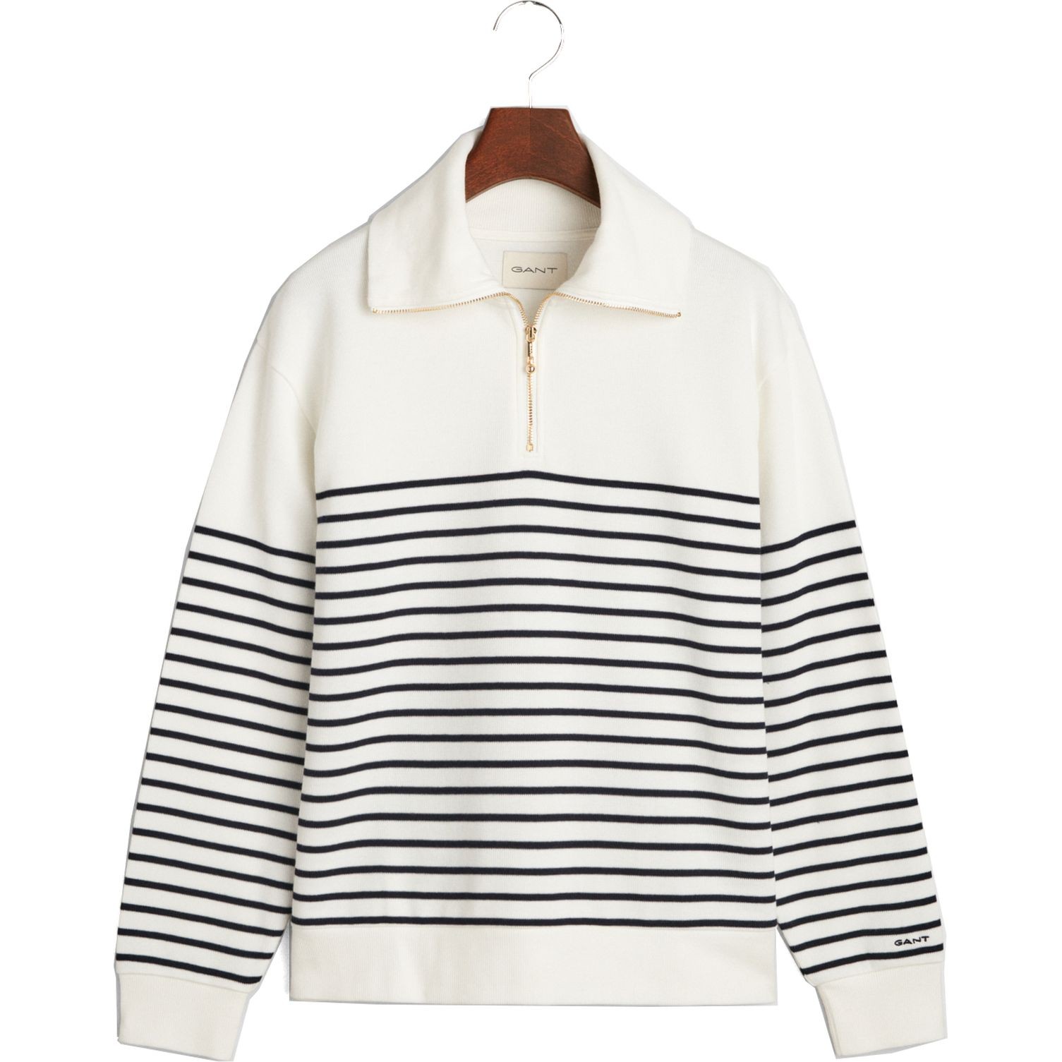 GANT Megztinis moterims, Balta, Breton rib half zip 1