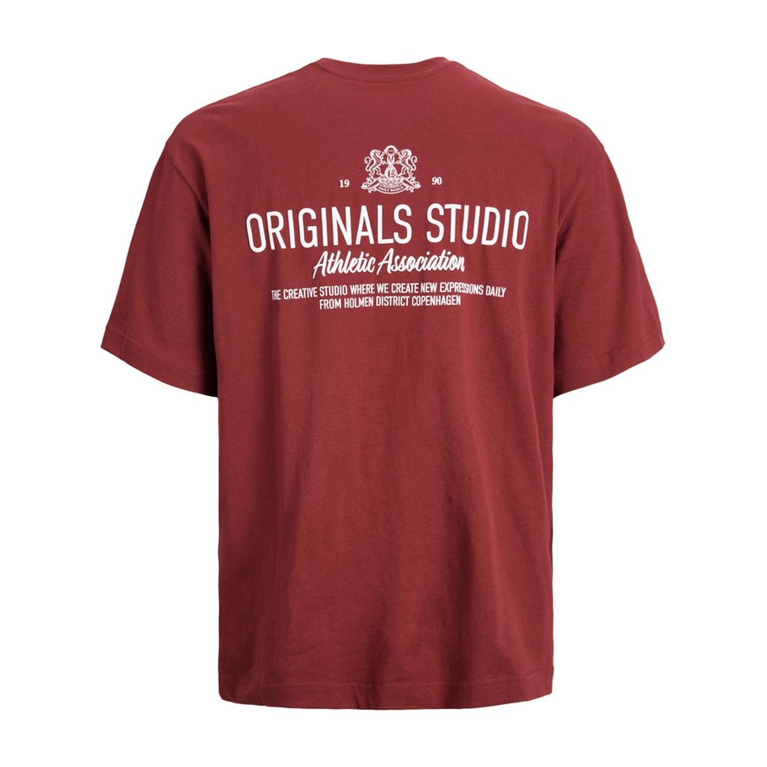 JACK & JONES Marškinėliai vyrams, Raudona, Cambridge emblem back tee