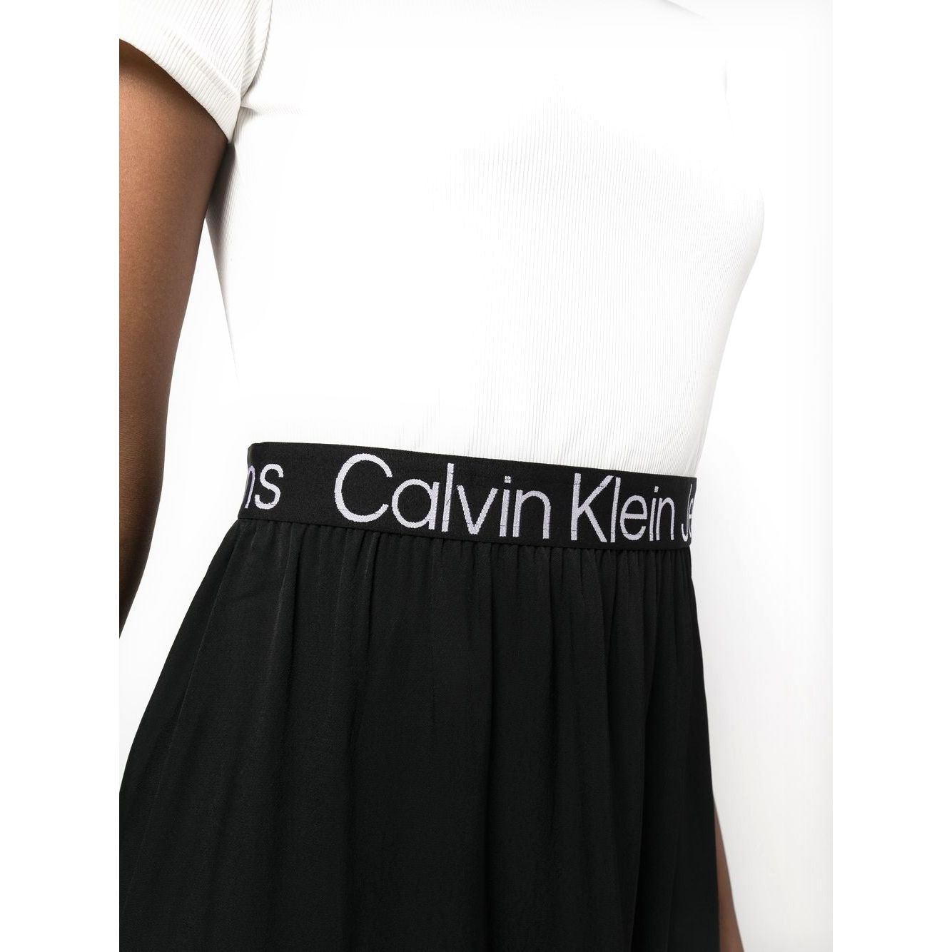 CALVIN KLEIN JEANS Midi suknelė moterims, Balta, Logo elastic dress 3