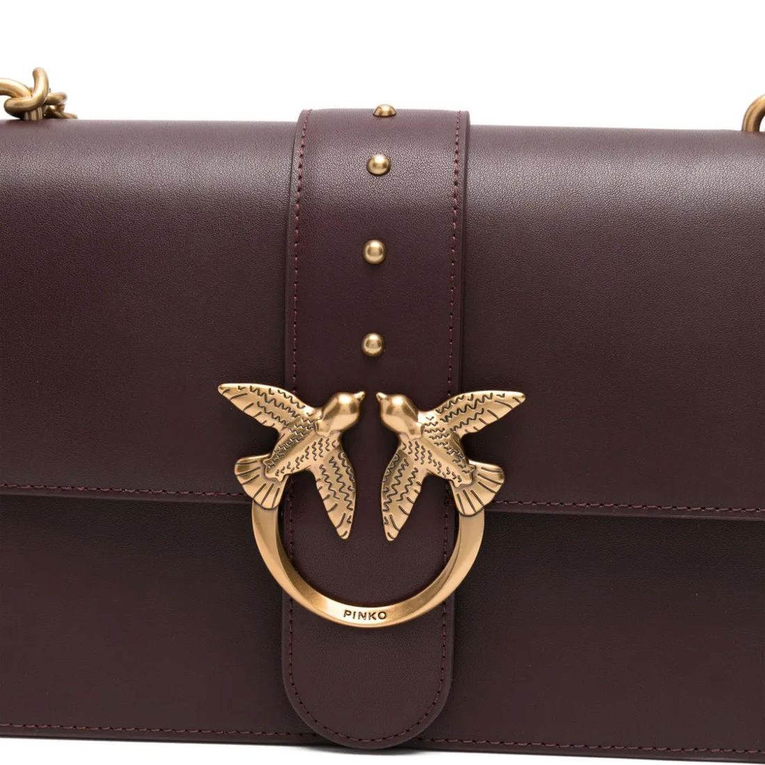 PINKO Rankinė per petį moterims, Ruda, Love leather crossbody bag 3