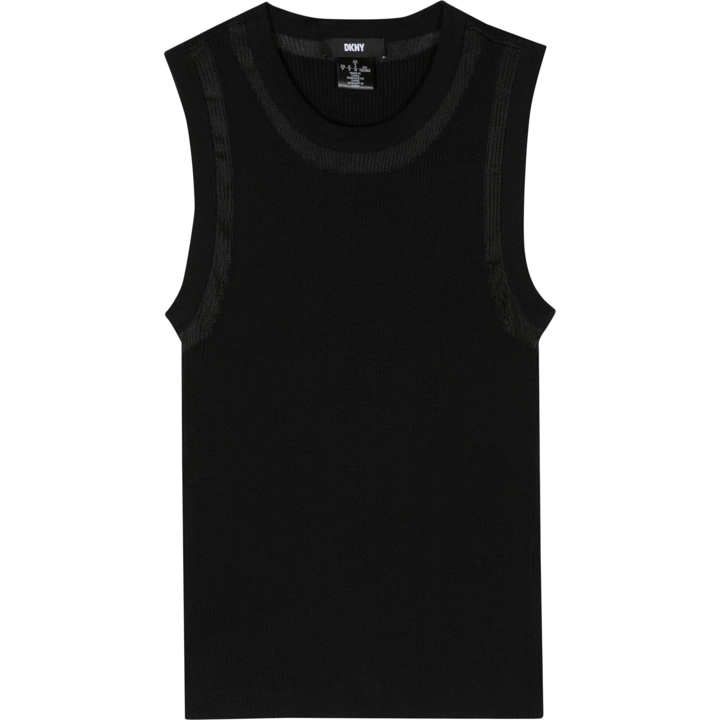 DKNY Marškiniai be rankovių moterims, Juoda, Mesh sleevekess top 1