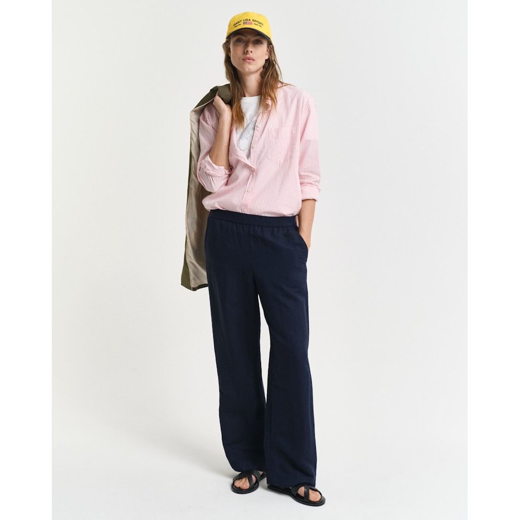 GANT Kelnės moterims, Mėlyna, Linen blend pull on pants 2