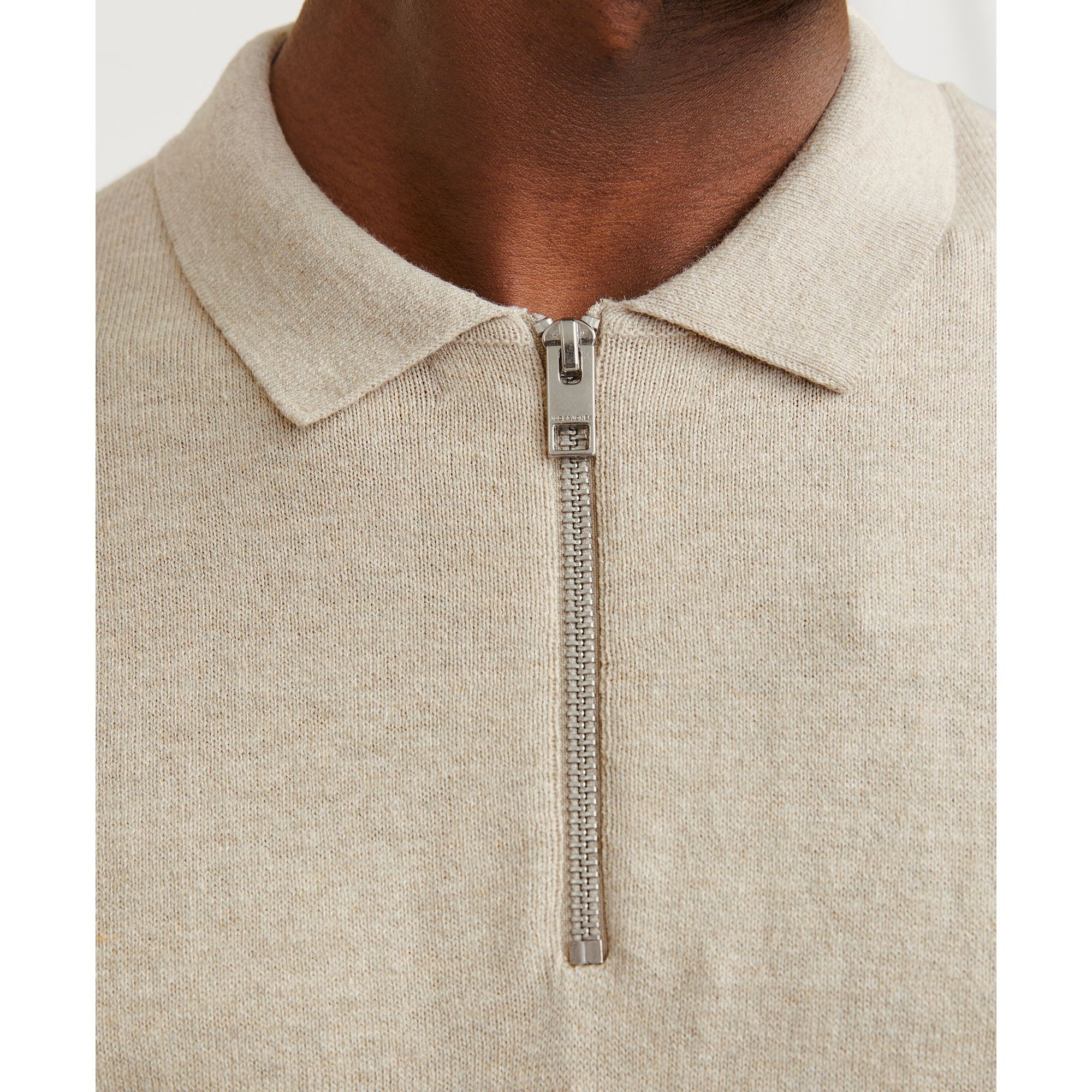 JACK & JONES Megztinis vyrams, Smėlio, Emil knit polo half zip 6