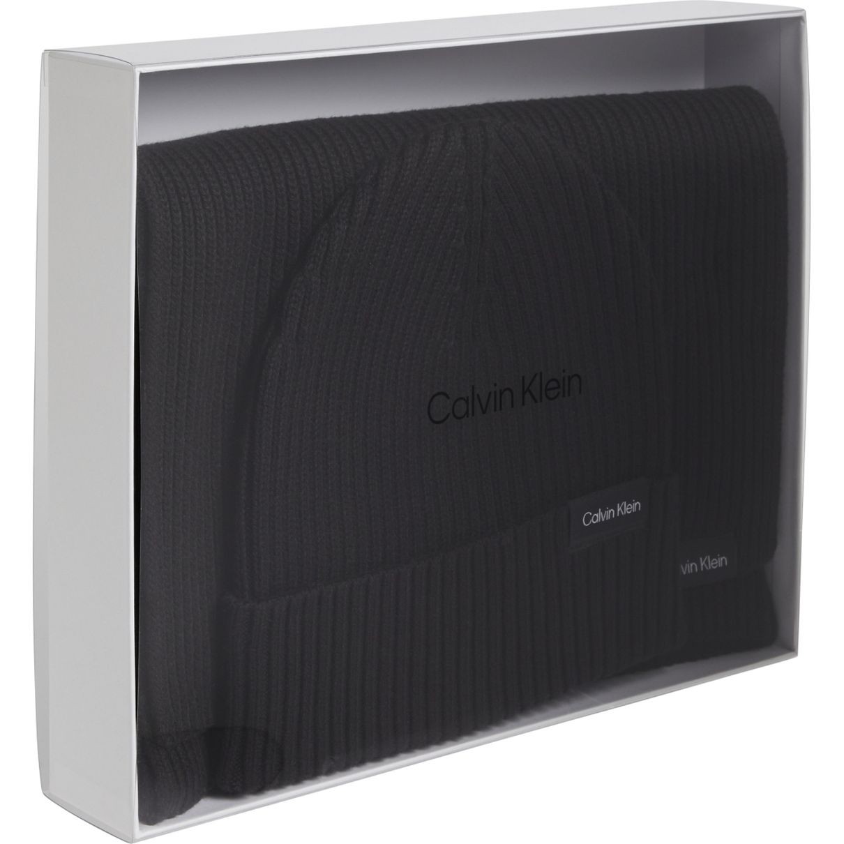 CALVIN KLEIN Rinkinys vyrams, Juoda, Gs classic scarf+beanie 5