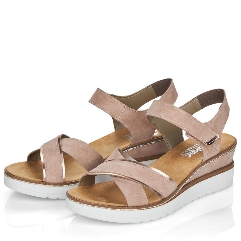 RIEKER Basutės moterims, Smėlio, SANDALS 5