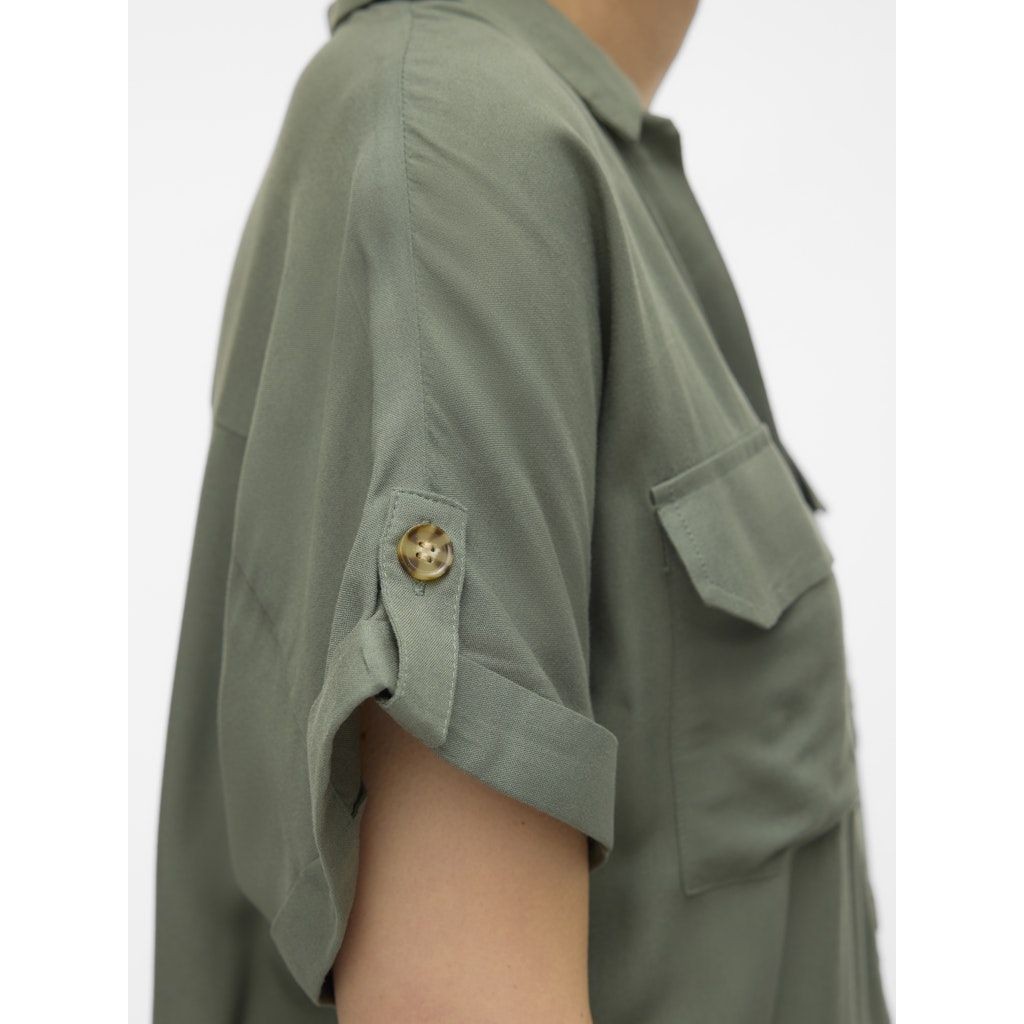 VERO MODA Marškiniai trump. rankovėmis moterims, Chaki, Bumpy shirs 3