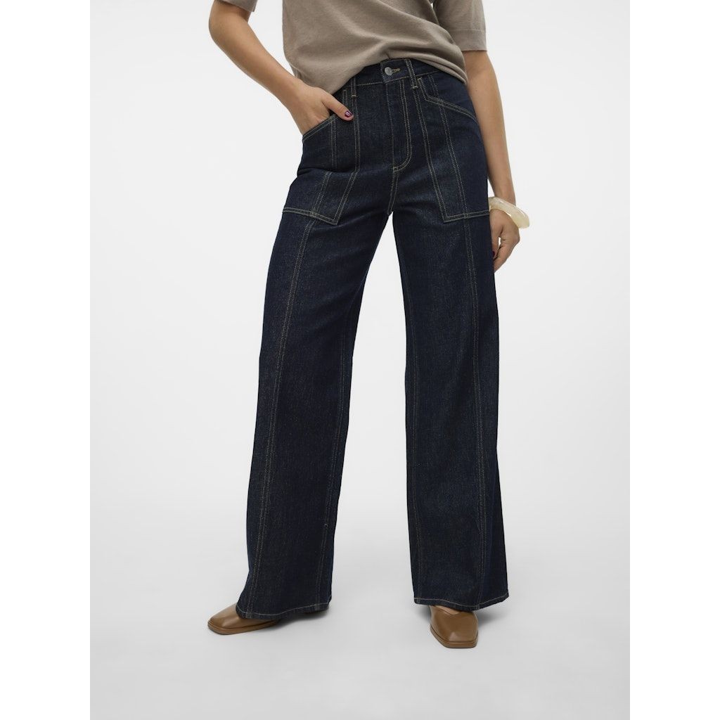 VERO MODA Platūs džinsai moterims, Mėlyna, Kathy wide jeans 6