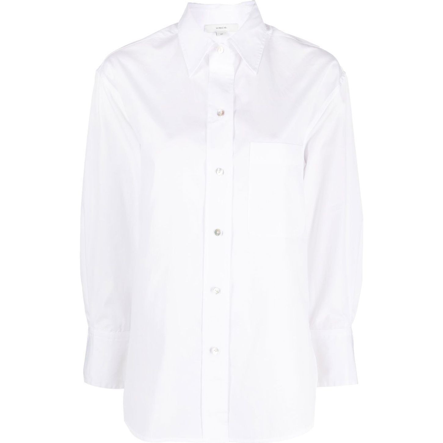 VINCE Marškiniai ilgomis rankovėmis moterims, Balta, Oversized long sleeve shirt