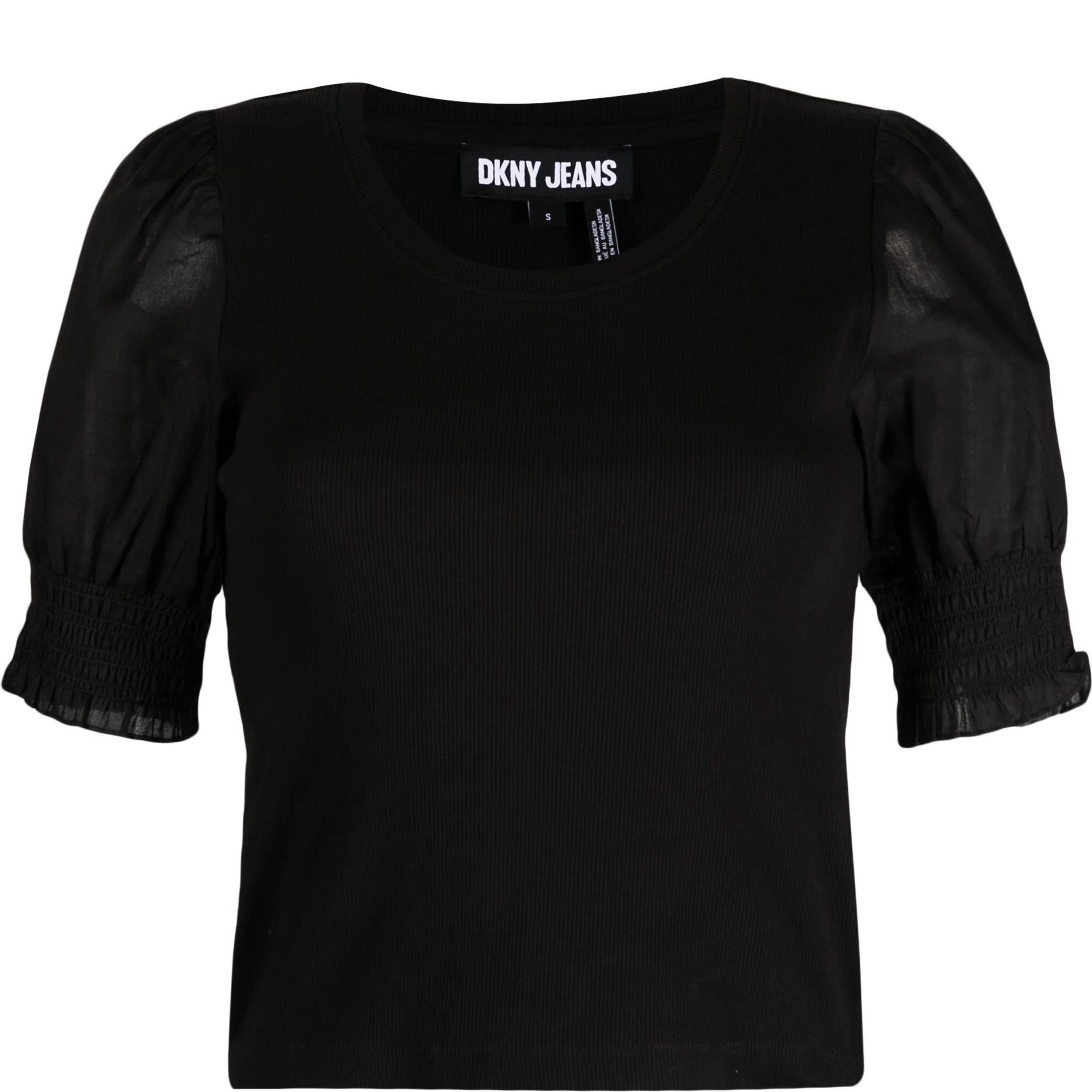 DKNY Marškinėliai trump. rankovėmis moterims, Juoda, S/s mix media top 1