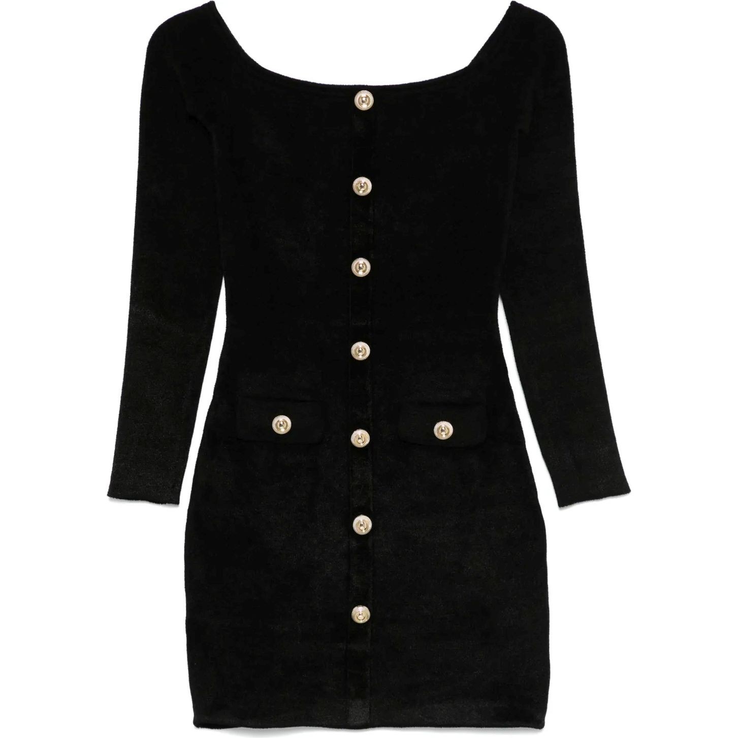 SELF PORTRAIT Mini suknelė moterims, Juoda, Chenille knit mini dress