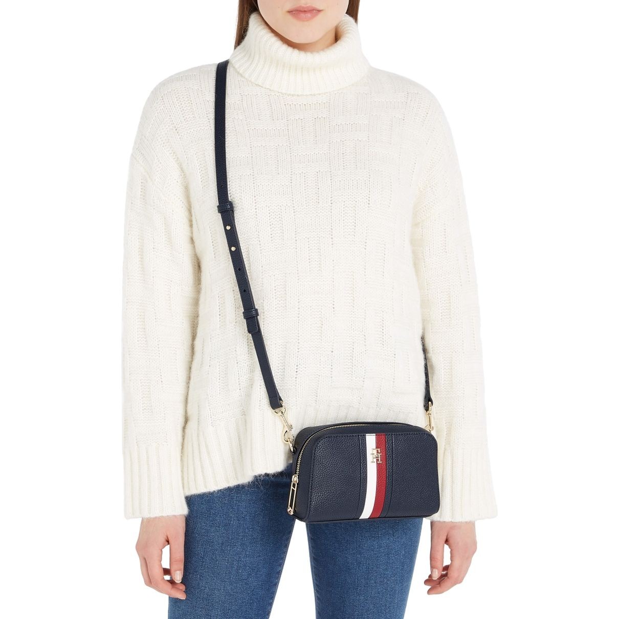 TOMMY HILFIGER Rankinė per petį moterims, Mėlyna, Emblem crossover corp 5