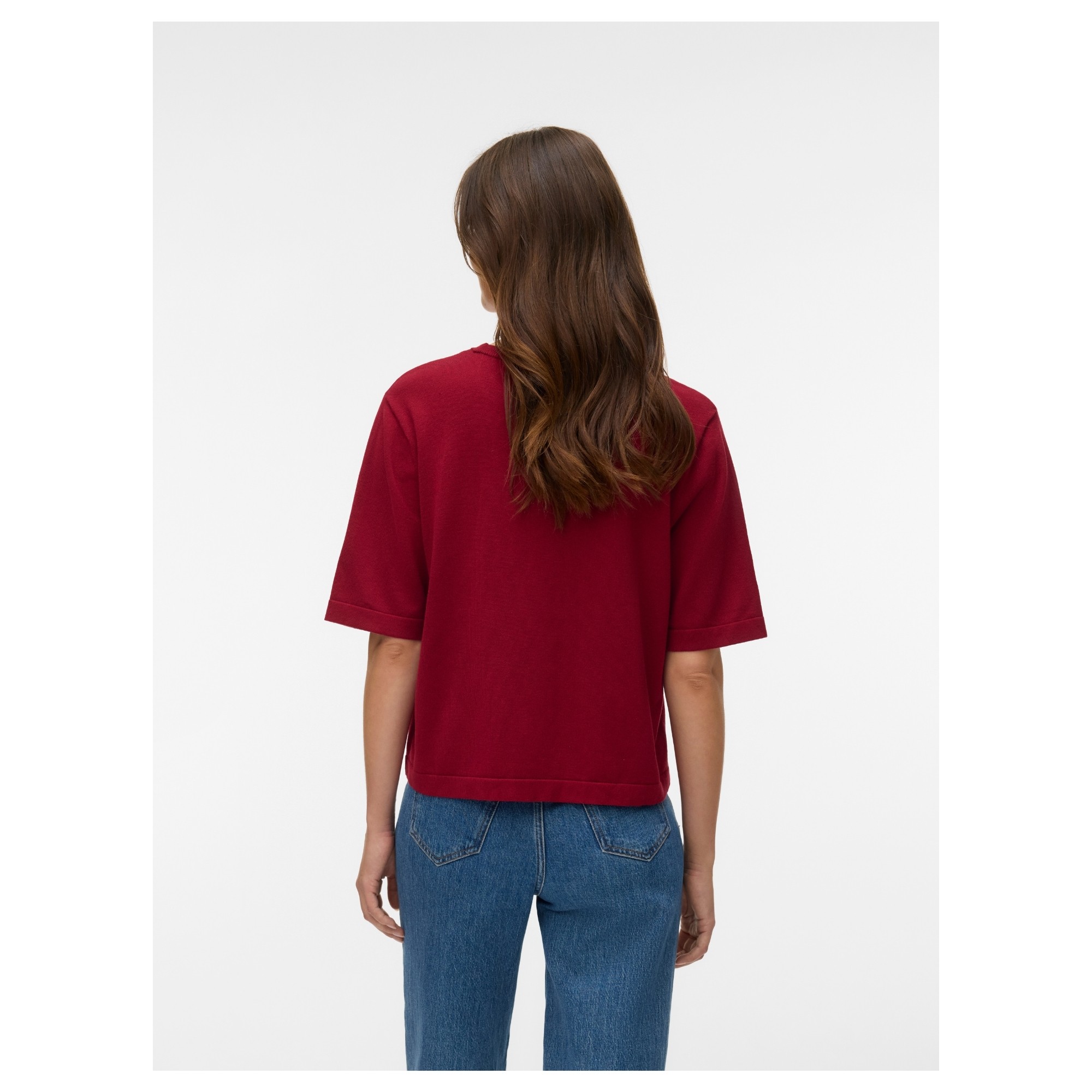 VERO MODA Megzta palaidinė moterims, Raudona, Silje oversize 3