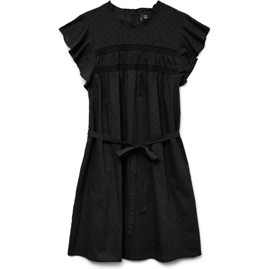 VERO MODA Mini suknelė moterims, Juoda, Trine sl short lace dress