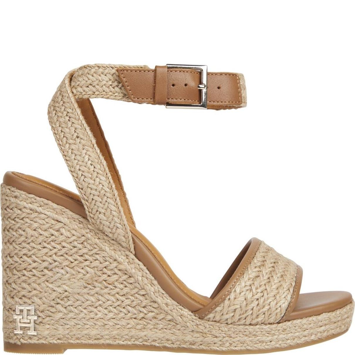TOMMY HILFIGER Basutės moterims, Smėlio, Rope high wedge sandal 1