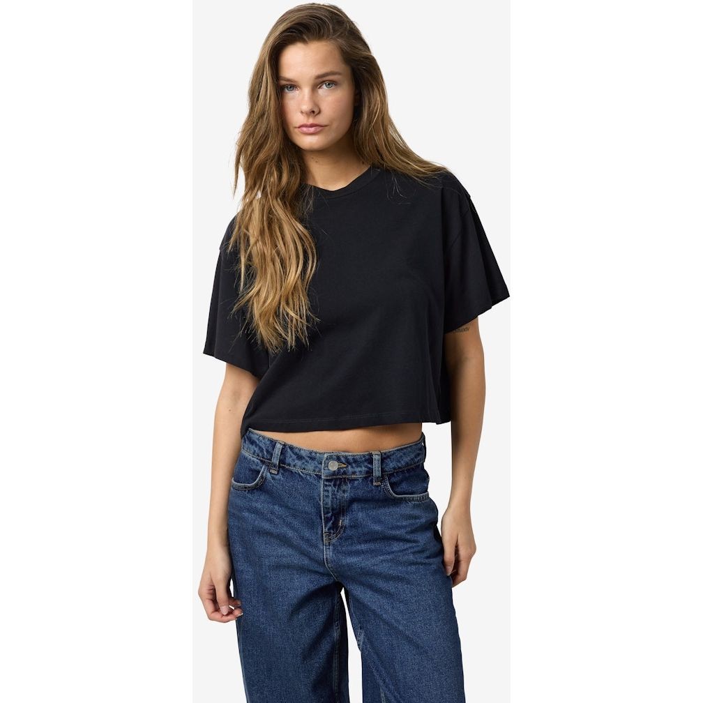 NOISY MAY Marškinėliai moterims, Juoda, NMALENA S/S O-NECK SE 2