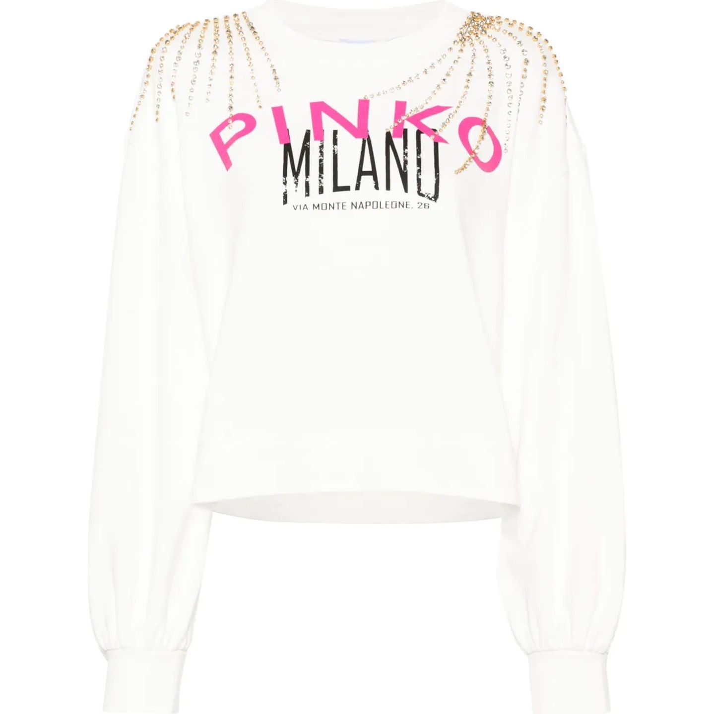 PINKO Sportinis nertinis moterims, Balta, Logo-print sweatshirt