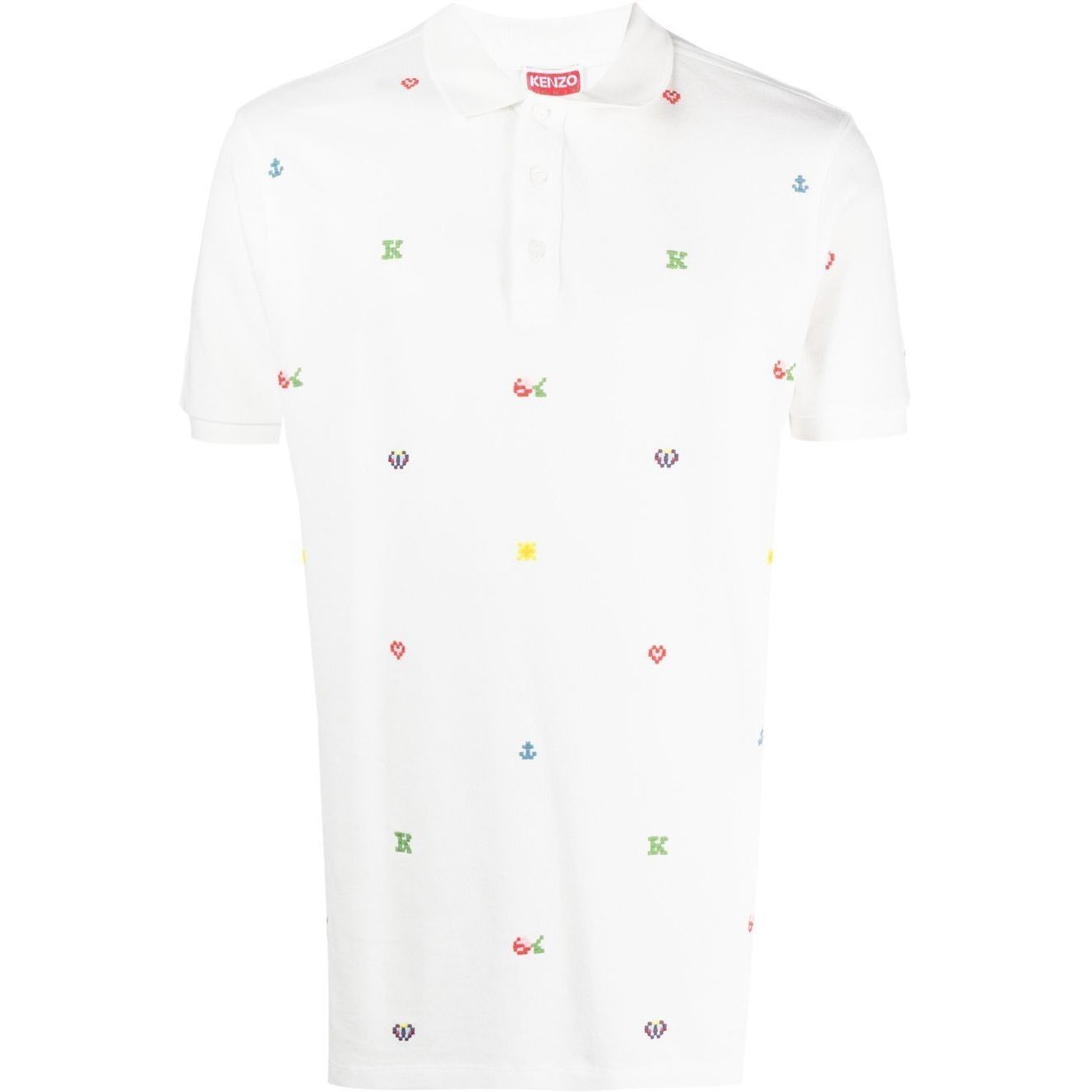 KENZO Polo marškiniai trumpos rank. vyrams, Balta, Kenzo pixel slim polo