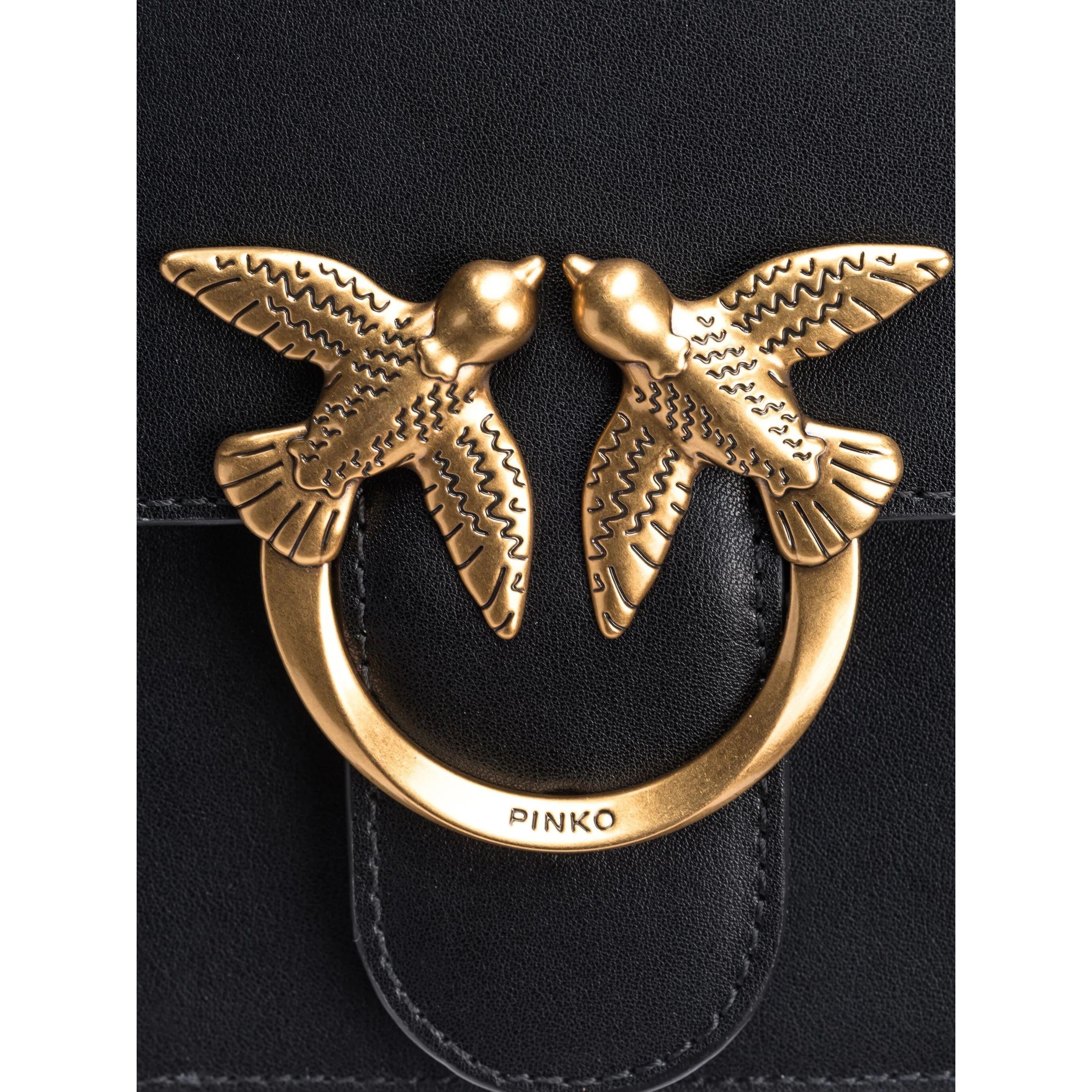 PINKO Pirkinių krepšys moterims, Juoda, Love birds tote bag 4