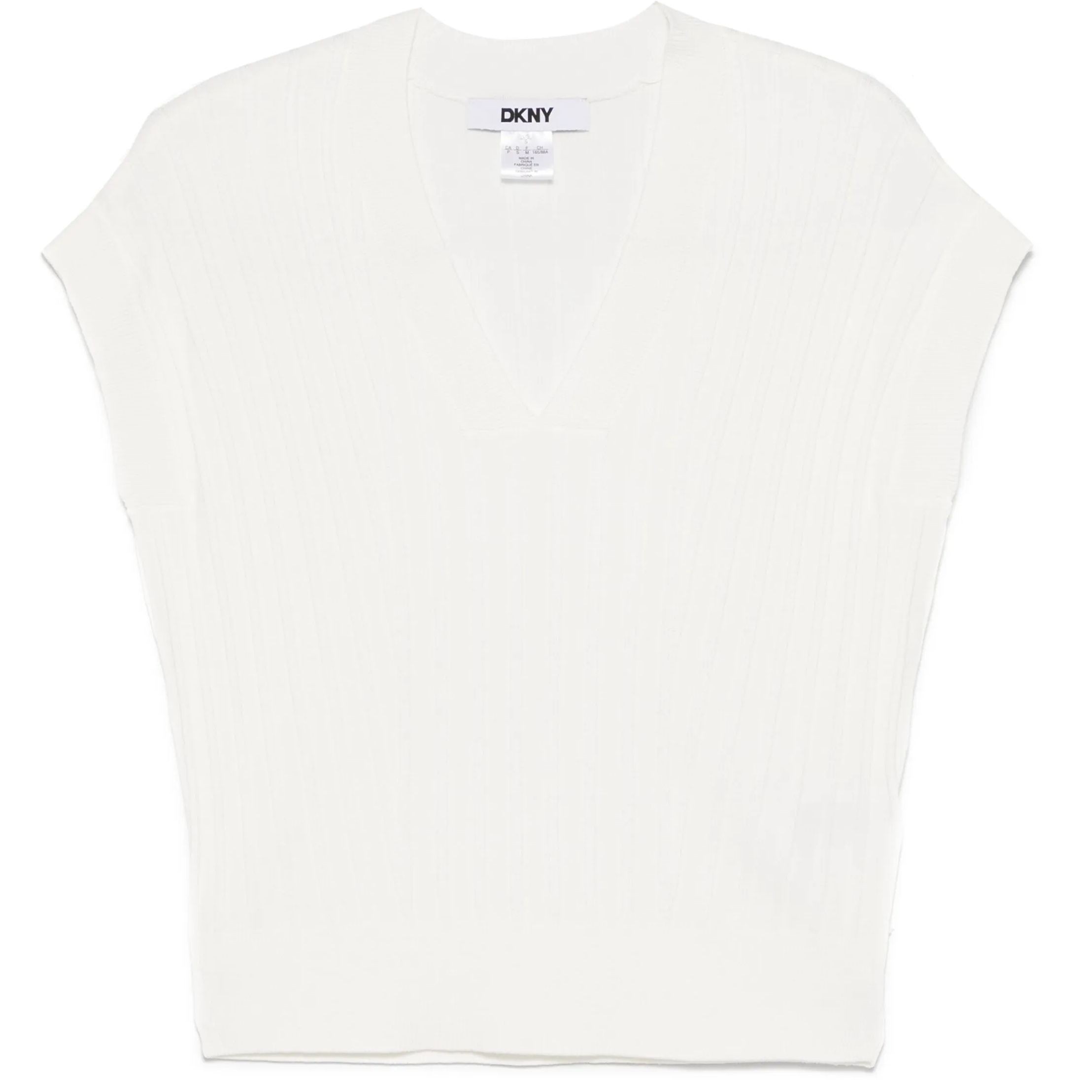 DKNY Megztinis moterims, Smėlio, S/l rib v neck swtr 1