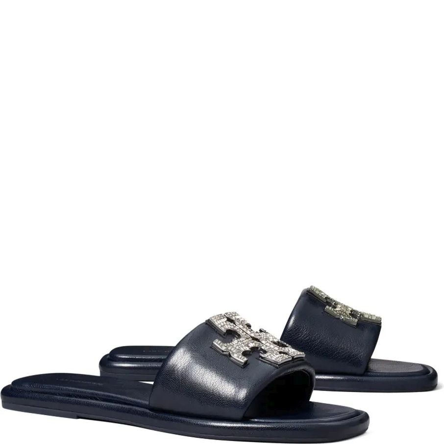 TORY BURCH Guminės šlepetės moterims, Juoda, Double t deco sport slide 2