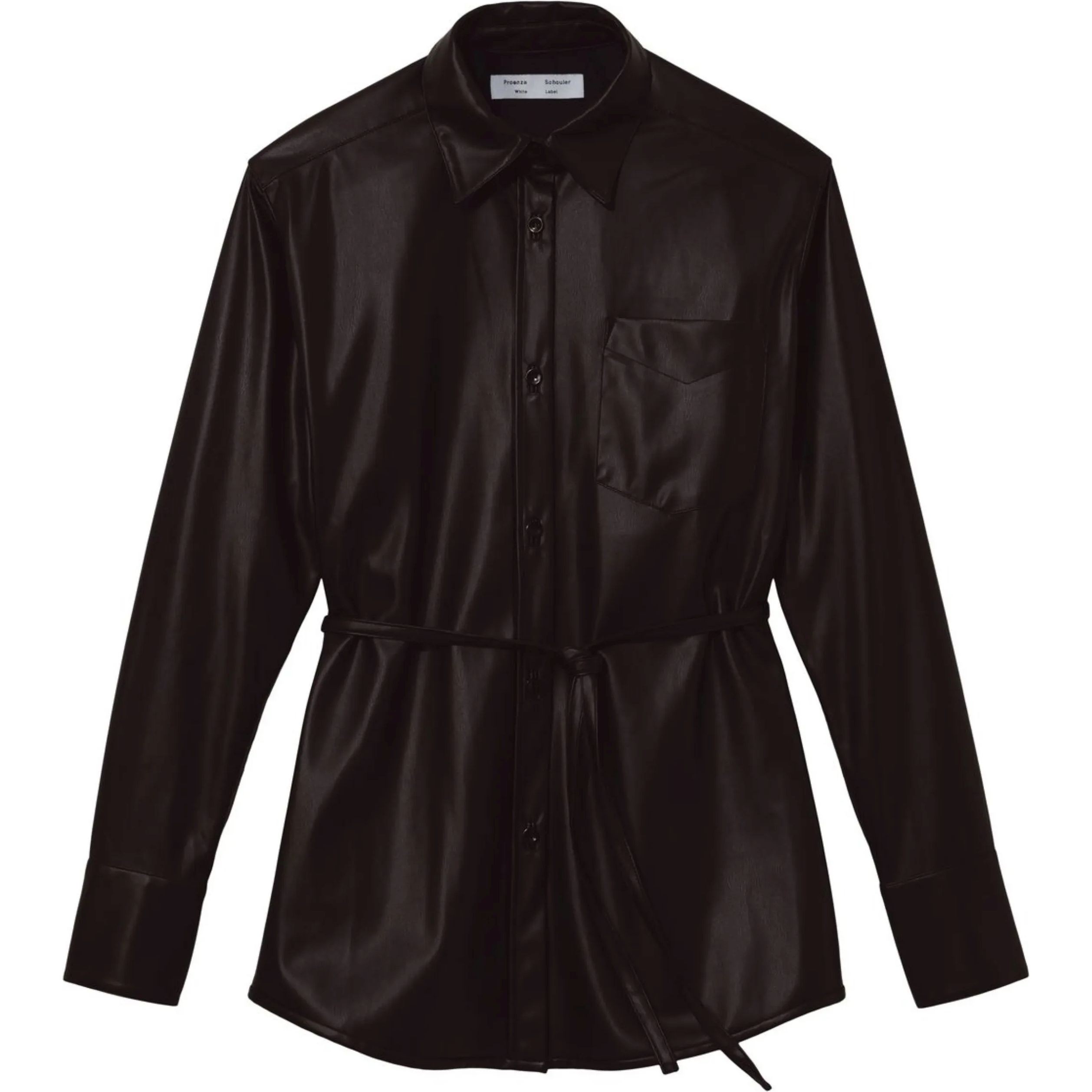 PROENZA SCHOULER Odinė striukė moterims, Juoda, Faux leather shirt jacket