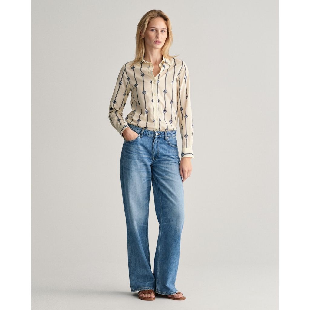 GANT Marškiniai moterims, Mėlyna, REG MONOGRAM STRIPED COT VOILE 5