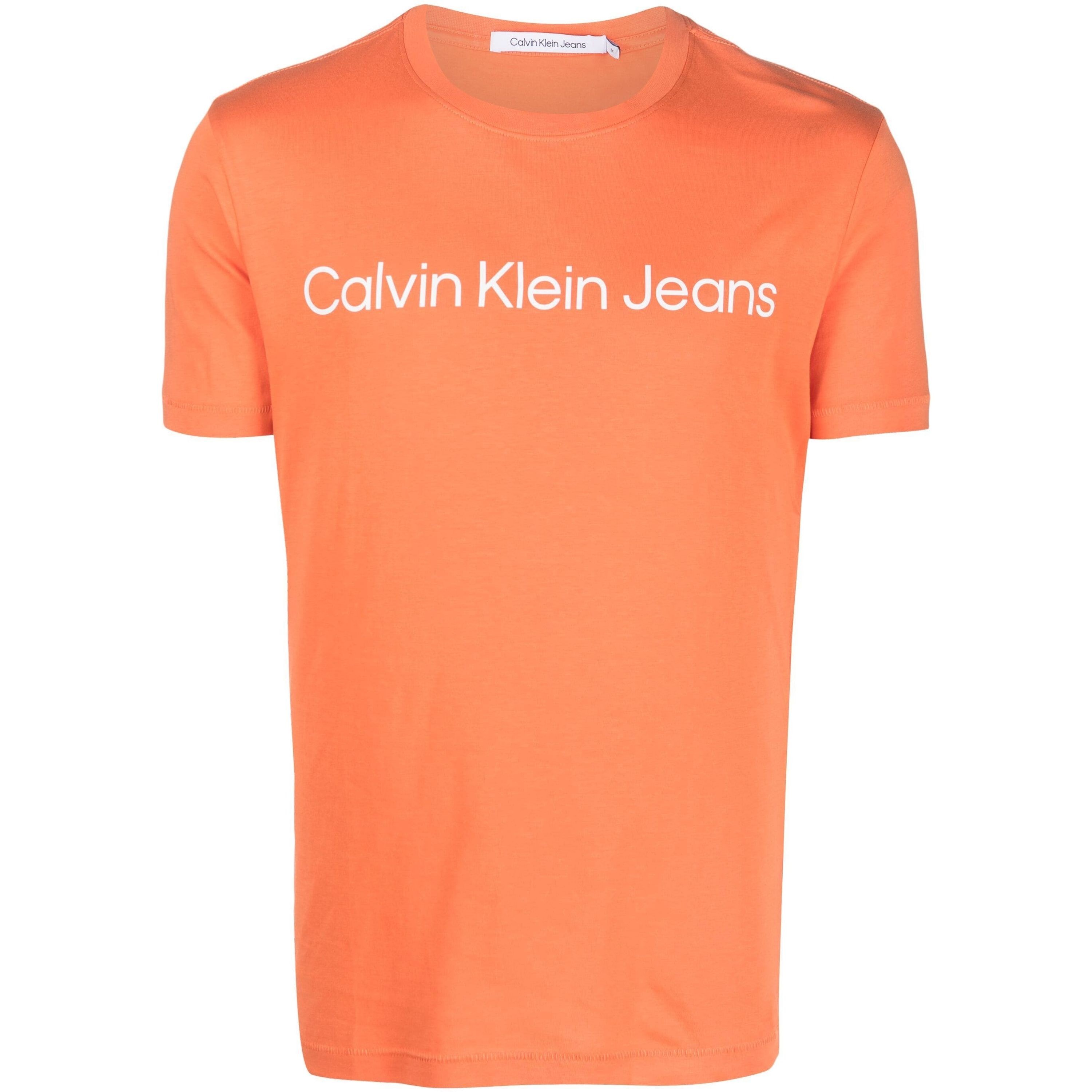 CALVIN KLEIN JEANS Marškinėliai trump. rankovėmis vyrams, Oranžinė, Institutional logo slim tee 1