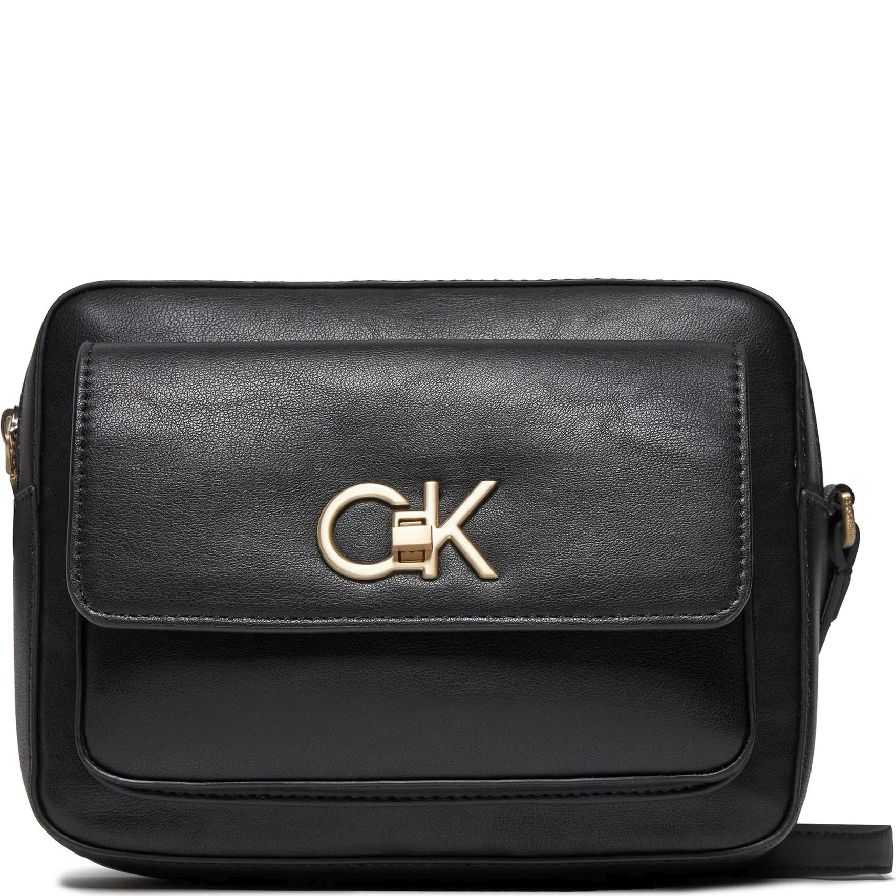CALVIN KLEIN Rankinė per petį moterims, Juoda, Re-lock camera bag flap 1