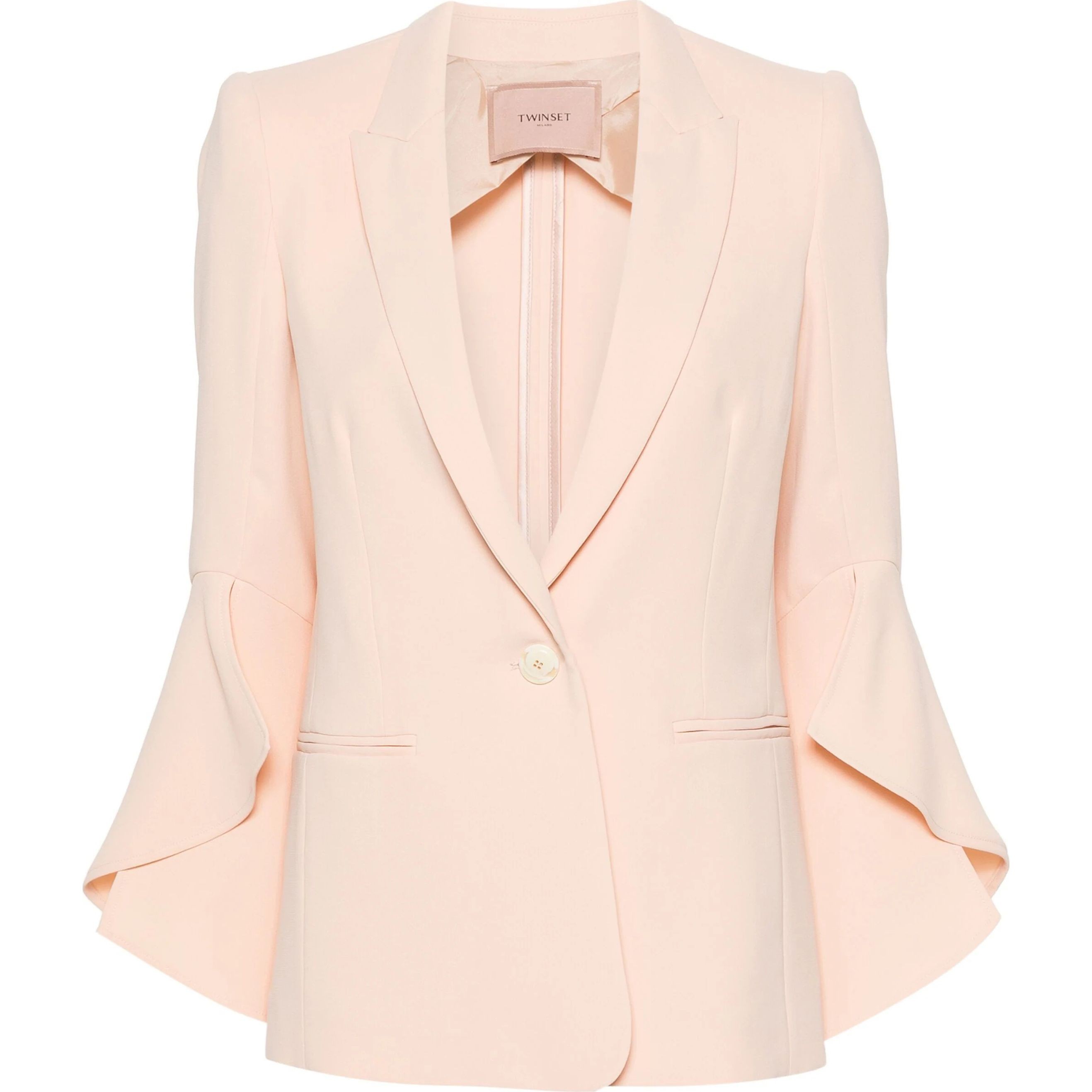 TWINSET Švarkas moterims, Rožinė, Flounce-sleeve crepe blazer