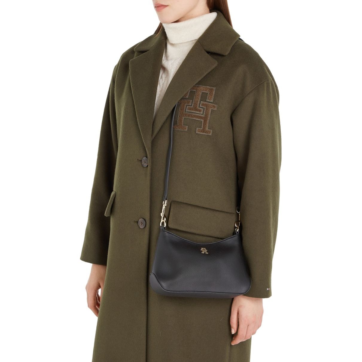 TOMMY HILFIGER Rankinė per petį moterims, Juoda, Staple crossover 6