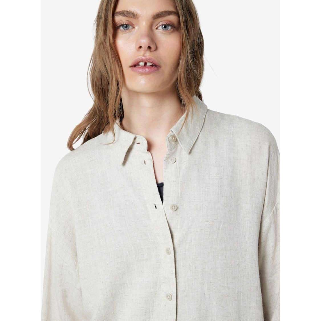 NOISY MAY Marškiniai moterims, Smėlio, NMLEILANI L/S 5