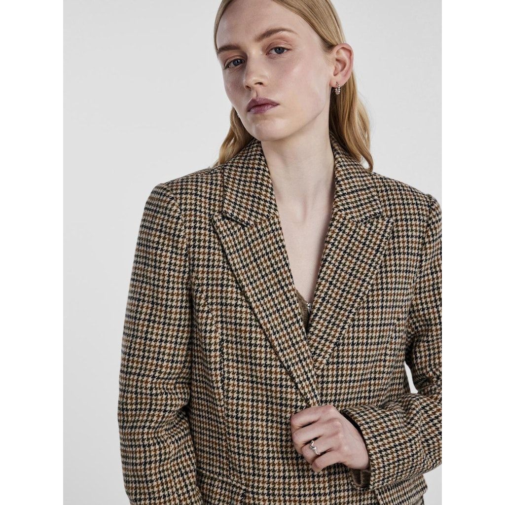 PIECES Paltas moterims, Juoda, PCNEA CHECKED COAT 4