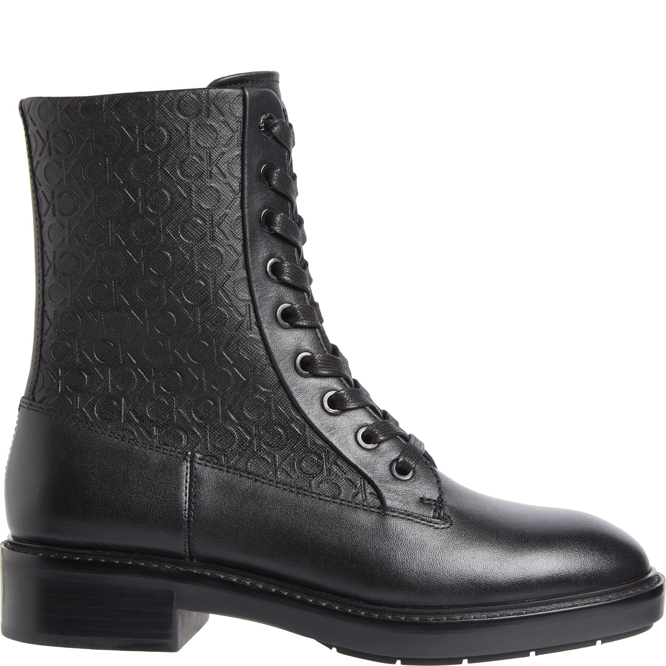 CALVIN KLEIN Aulinukai moterims, Juoda, Flat combat boot mono mix