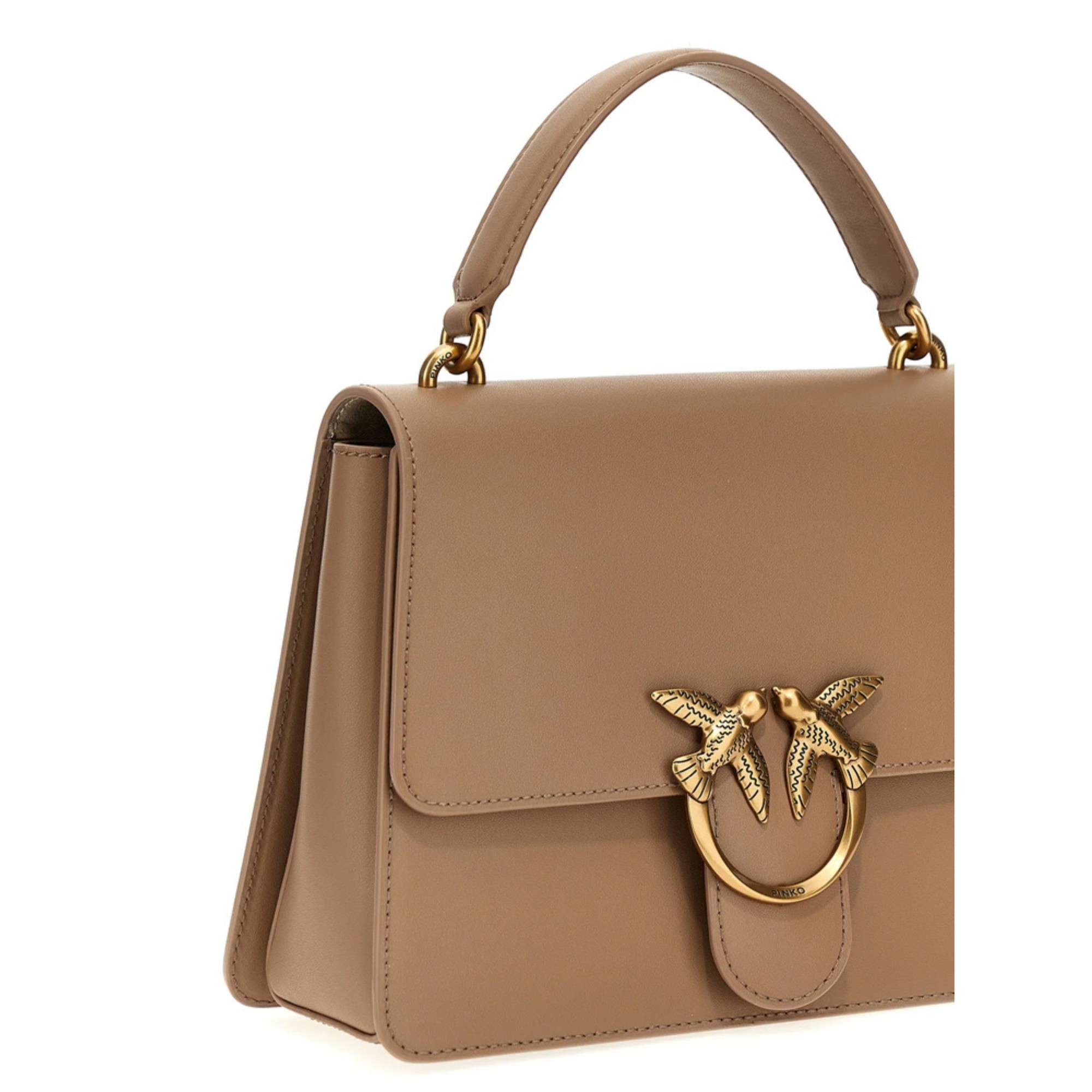 PINKO Pirkinių krepšys moterims, Smėlio, Love one top handle bag 3