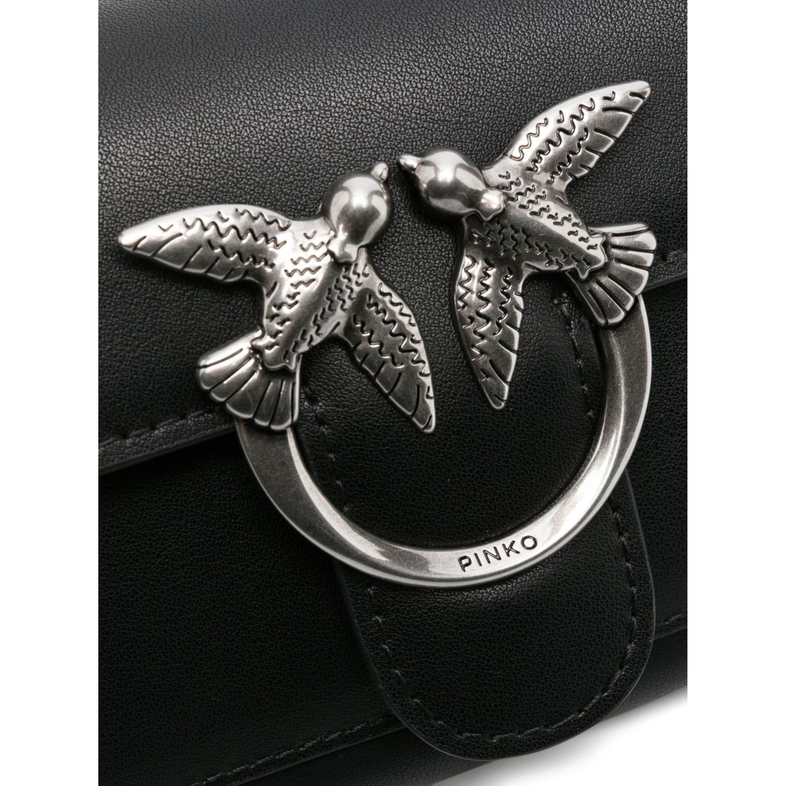 PINKO Rankinė per petį moterims, Juoda, Logo-plaque crossbody bag 3