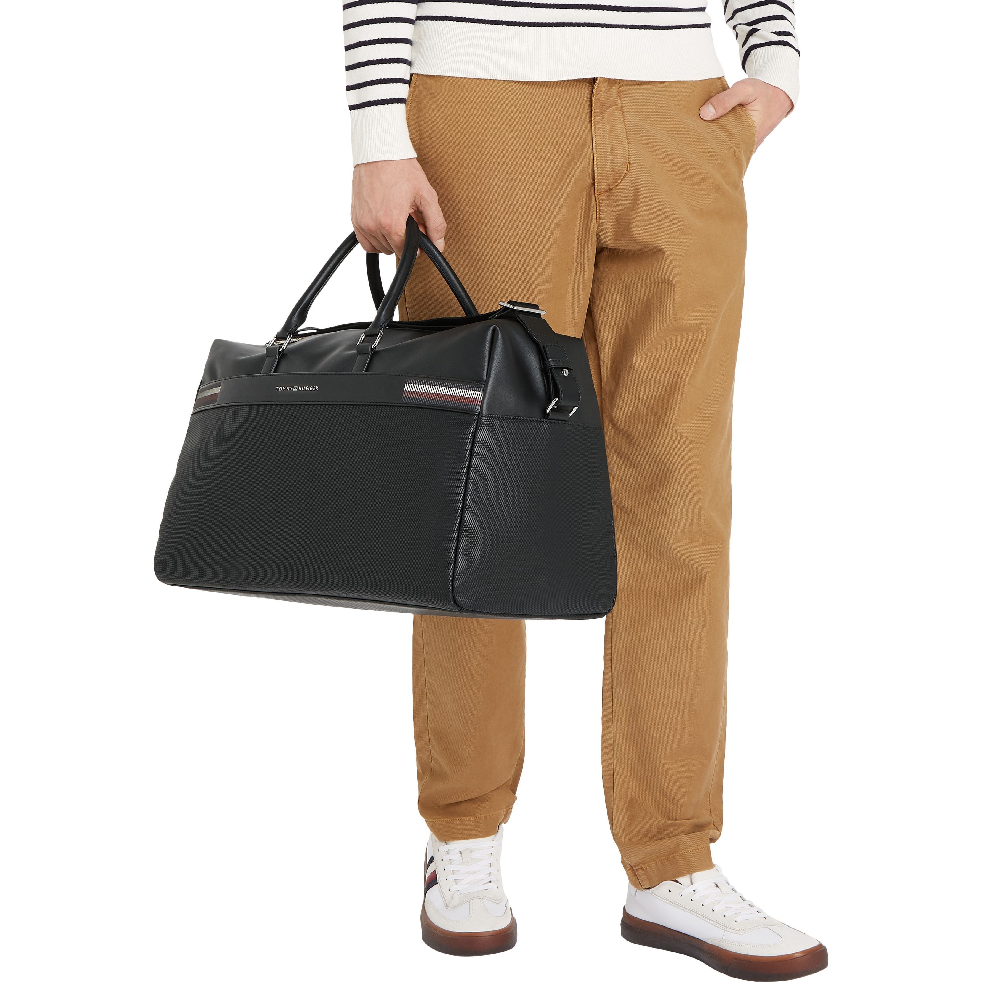 TOMMY HILFIGER Rankinė, krepšys vyrams, Juoda, Corp texture duffle 4