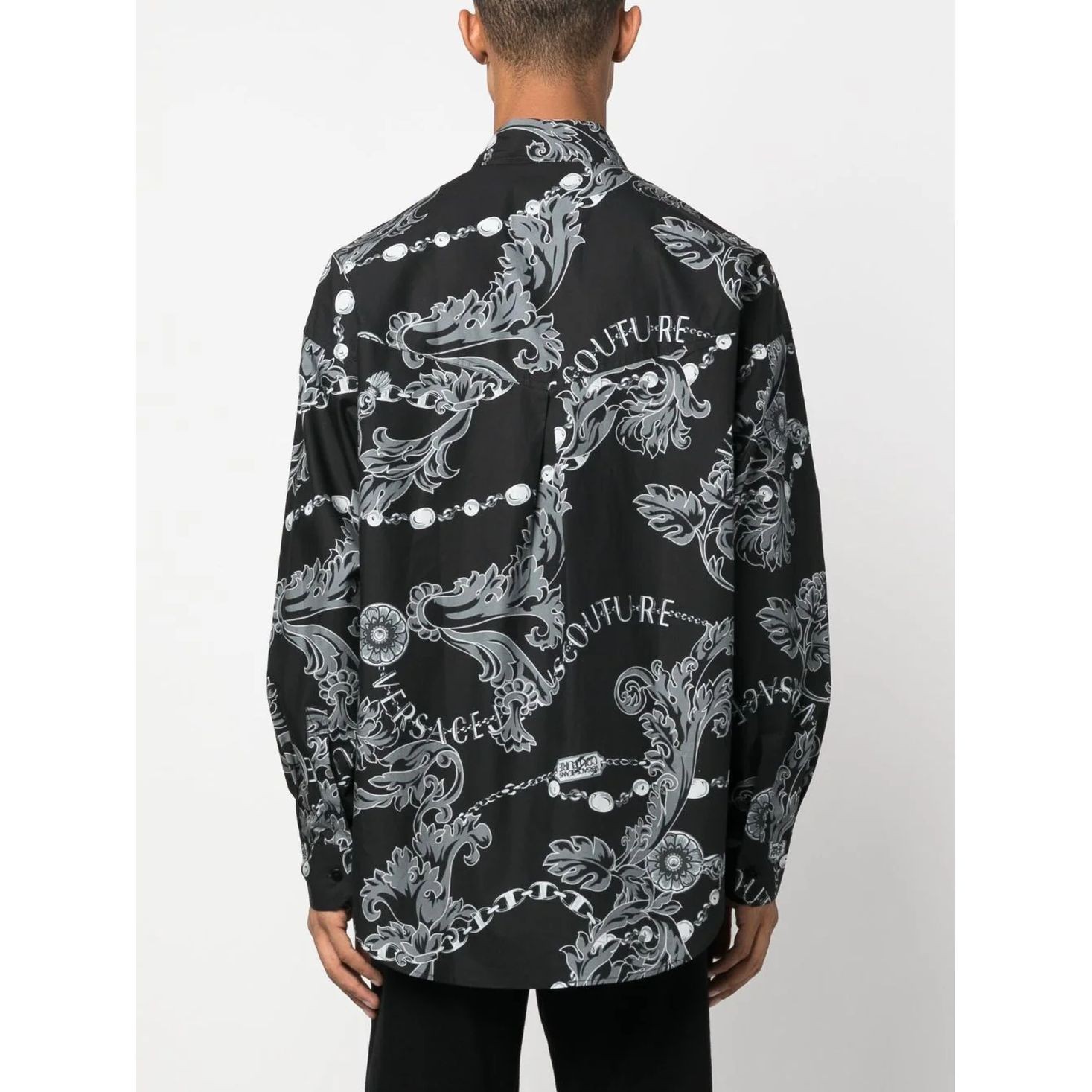 VERSACE JEANS CUTURE Marškiniai ilgomis rankovėmis vyrams, Juoda, O print shirt 4